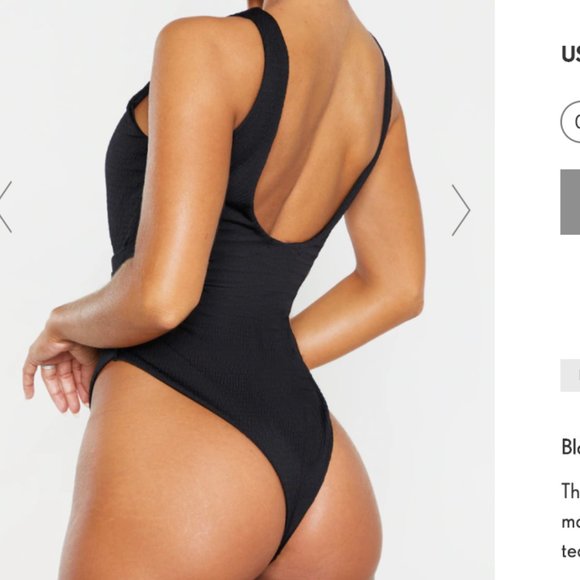 Black Crinkle Cut Out Belted Swimsuit - NWT - Picture 3 of 12